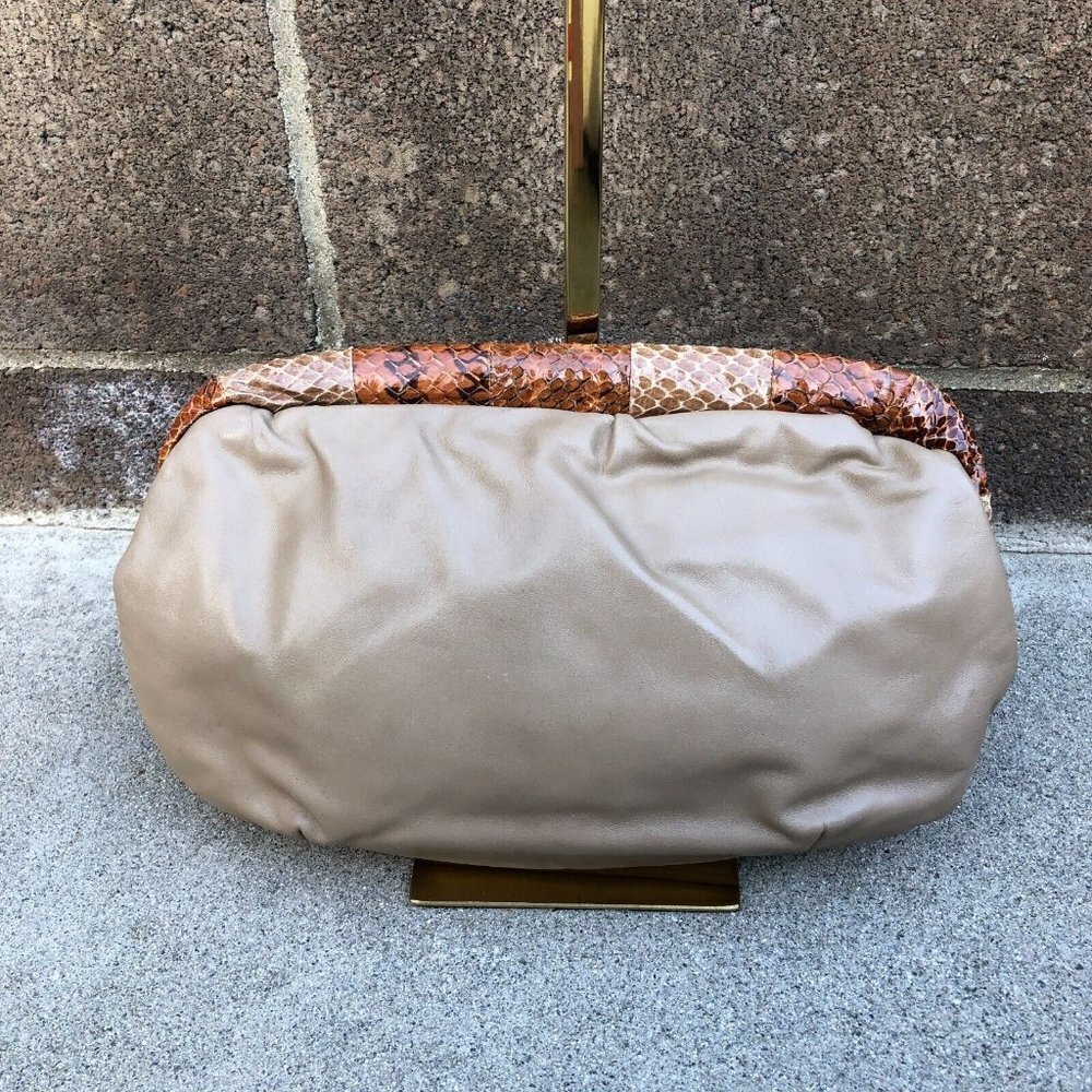 VTG 60s BAGS BY SUPREME Snakeskin Leather Crossbody Purse Womens Clutch Beige‌‌‌